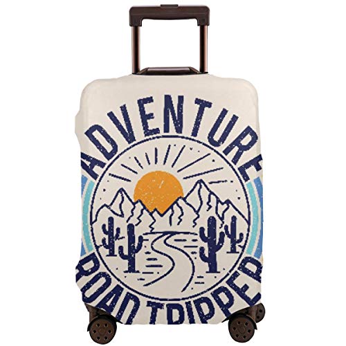 Travel Suitcase Protector,Vintage Adventure Road Tripper Mountain and Cactus Illustration Outdoor Adventure Vector Graphic Design For T Shirt and Other Uses,Suitcase Cover Washable Luggage Cover L