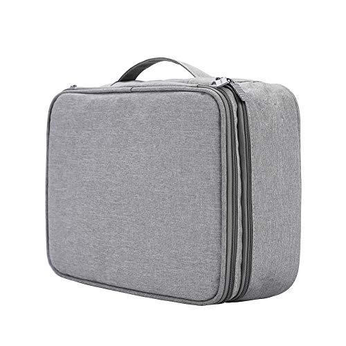 TsunNee Bolsa organizadora de cables de viaje de doble capa, portátil, accesorios electrónicos con 2 compartimentos, color gris