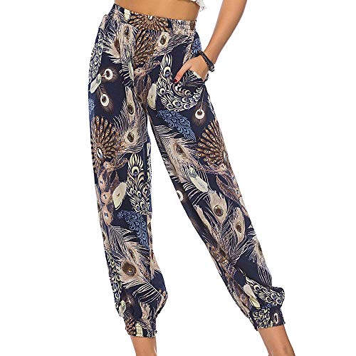 TUDUZ Pantalones Largos Mujer Impresión Floral Leggings Holgados Pantalones Tallas Extras (ArmadaB, 2XL)