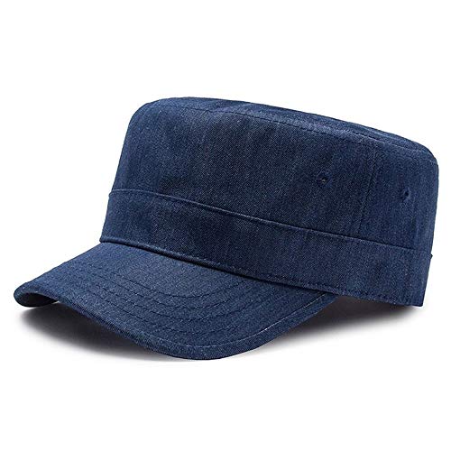 UAOOK Clásico de verano 100% Algodón Gorra militar Elegante Camión simple Conductor Gorra Pintores retro Marineros Sombrero de Fiddler Ajustable Gorra de béisbol Ejército Llano llano Cadete Sombrero D