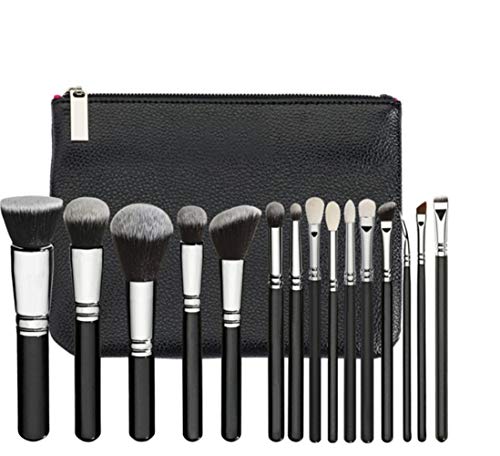 V smile 15pcs Cepillos de maquillaje Set cepillo de cejas negras Cosméticos Maquillaje Kit de herramientas Powder Blending cepillos