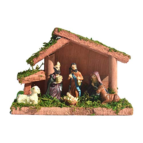 VENTDOUCE Belén Decoraciones Navideñas, Resina Figuras De La Casa De La Natividad Juego De La Escena De La Natividad Belén Tradicional Cuna Navidad, Adorno Religioso Decoración De Mesa