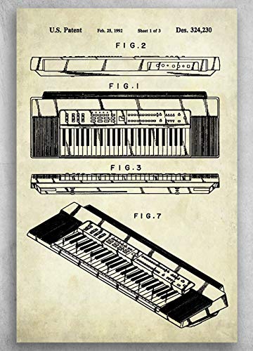 VinMea Wood Plank Board,The Piano US Keyboard Patent Feb 25 1992 Wall Art Wooden Wall Hanging Art,Inspirational Farmhouse Wall Plaque 12" X 18"