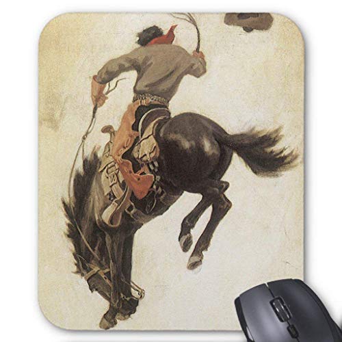 Vintage Western, Cowboy On a Bucking Bronco Horse Mouse Pad 18×22 cm