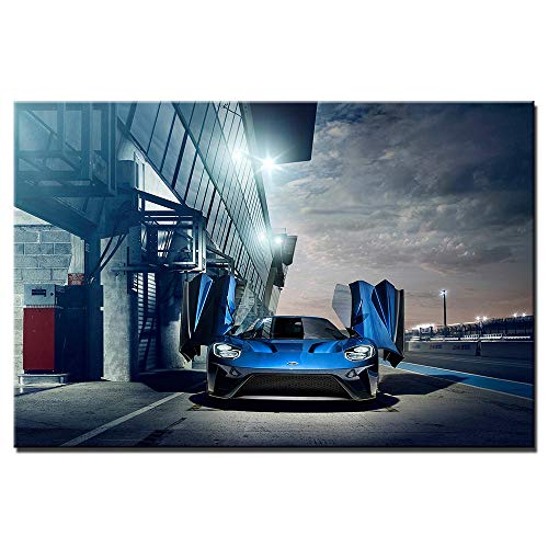 VVSUN Carteles artísticos de Pared de vehículos Ford GT Tijeras Puerta Super Coche Lienzo Impreso Pintura para decoración del hogar 60X90cm 24x36 Pulgadas sin Marco