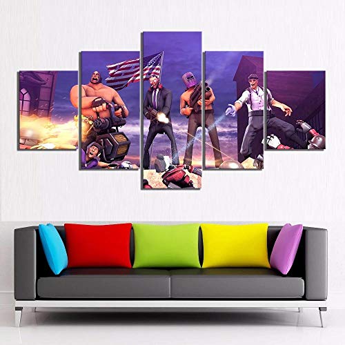 WANGZUO Cuadro En Lienzo ImpresióN De 5 Piezas Videojuegos De Póster De Saints Row 4 Material Tejido No Tejido ImpresióN ArtíStica Imagen GráFica Decoracion De Pared-100x55CM