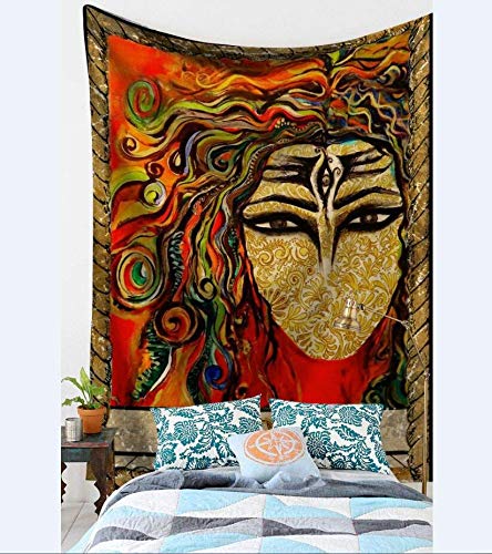 WERT Mandala Tapiz Indio Bohemio Hippie Reina Sirena Cartel Art Deco Tapiz Tela de Fondo A19 73x95cm