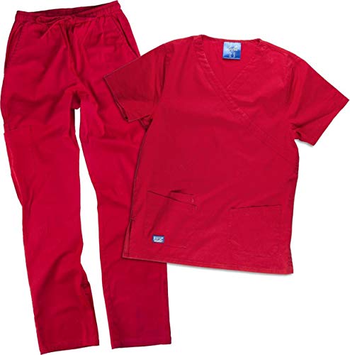 Work Team Conjunto Sanitario elástico. Casaca y Pantalón, Algodón Unisex Rojo L