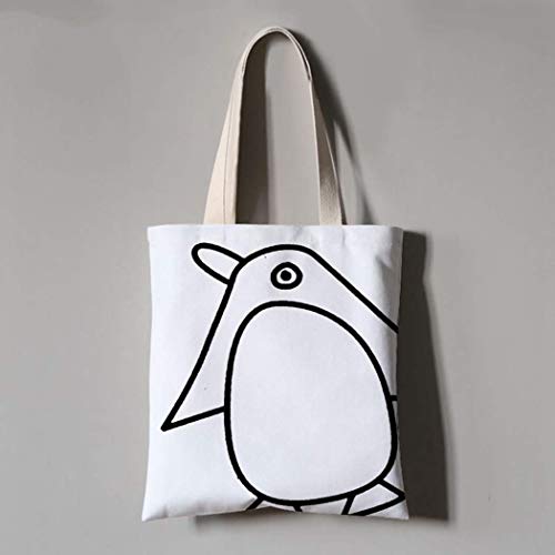 XD Panda Bolso de Mano, Figura de Palo Elegante pequeño pingüino Animal Estudiante Bolso de Lona Bolso de Compras Verde portátil Bolso de Viaje Diario Unisex Mano Lavado Plegable de Gran Capacidad, g
