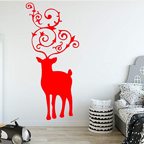 yaoxingfu Sika Deer Head Flowers Bird Adhesivos de Pared Calcomanías de Pared Niños Decoración del hogar Mural DIY Dormitorio Sala de Estar Telón de Fondo Decorat WW-2 56x122cm