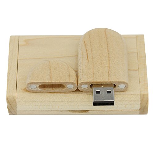 Yaxiny. Unidad Flash USB 2.0 de madera de arce. Memoria USB con caja de madera (8.0 GB)