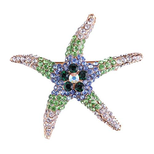 YAZILIND Broche Color Rhinestone Mar Caballo Estrella de Mar Pescado Pecho Pecho Hebilla Pin Mujeres Ramillete Ropa Accesorios Color Fiesta