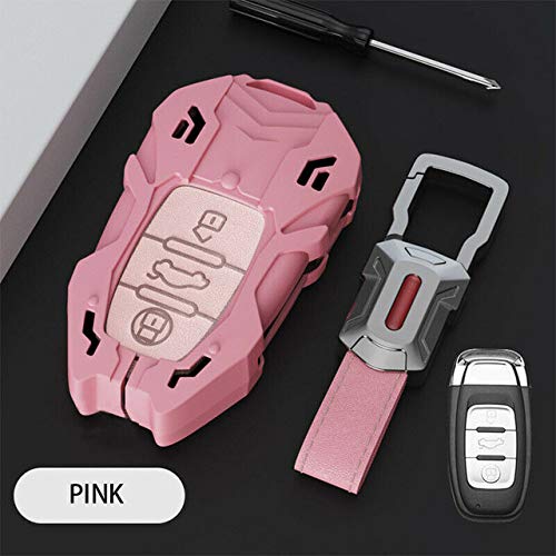 YJLOVK Para Audi A1 A3 A4 A5 A6 A7 A8 Quattro Q3 Q5 Q7 2009-2015 Accesorios para Llave Inteligente de aleación de Zinc para Coche, Rosa