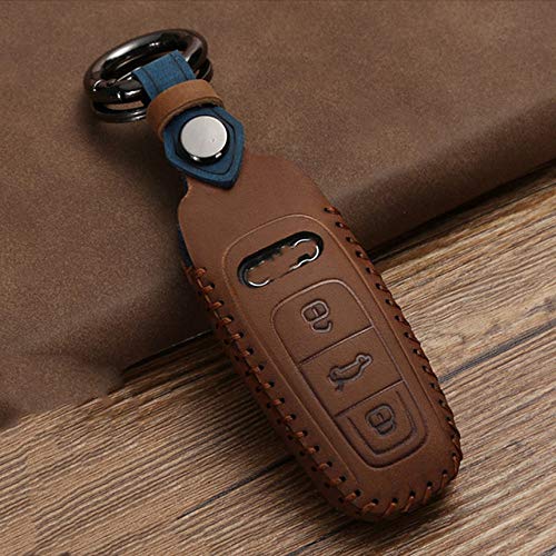 YJLOVK Para el Mando a Distancia del Coche Smart Key Cover Fob Case Shell para Audi A1 A3 A4 A5 A6 A7 A8 Quattro Q3 Q5 Q7 2015 2009 2010 2011 2012 2013 2014, Brown, China