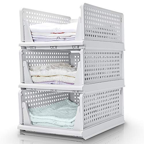 Yorbay 3 Cajas de Almacenamiento Ropa Plegable y apilable Organizador de Armarios Interior y Cocina (L: 42.5 * 33.3 * 19 cm X 3)