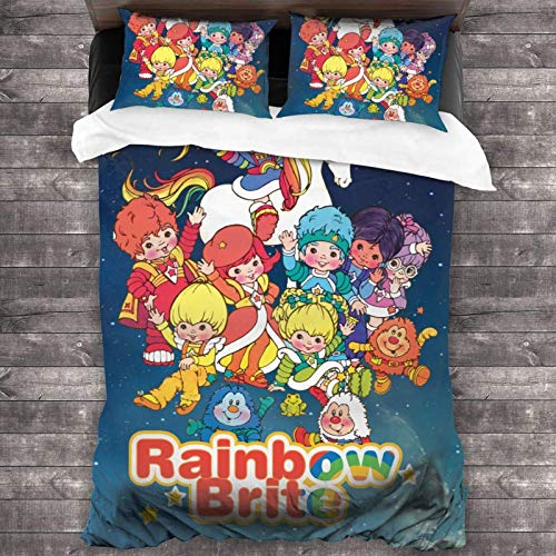 Yuanmeiju Juego de Cama Rainbow Brite 3 Piece Bedding Set 86"X70" All Season Decorative Duvet Cover Set Quilt Cover