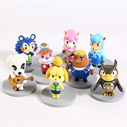 YUNDING Juguetes Animal Crossing 8 unids/Lote Juego Animal Crossing Figura Flick Merengue Fauna Isabelle K.k Nook Judy Rover Tom Animal Crossing PVC Colgante Llavero