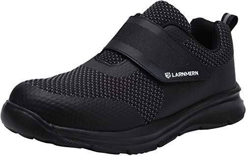 Zapatillas de Seguridad Hombre,LM180121 SBP Zapatos de Trabajo Mujer con Punta de Acero Ultra Liviano Reflectivo Transpirable 42.5 EU,Triple Negro