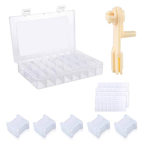 Zasiene Organizadora de Punto de Cruz 106 Piezas Organizador de Bobinas de Hilo Bordado Hilo Bobinas con Adhesivas en Blanco y Caja de Almacenamiento para Bordar Coser Artesanal DIY Accesorios