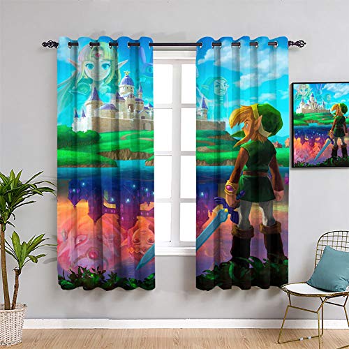 Zelda Link Between Worlds - Cortinas opacas con aislamiento térmico para dormitorio infantil (84 x 84 pulgadas)