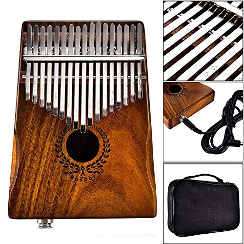 ZNYD 17 Teclas EQ Kalimba Acacia Pulgar Piano Recogida Enlace Altavoz eléctrico con Bolsa de Cables 17 Teclas Calimba Piano kamfer (Color : Walnut Color)