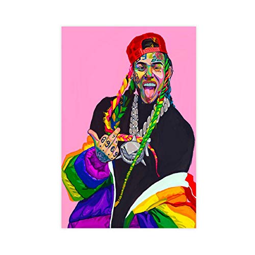 6ix9ine, Tekashi Hernández (4) Póster de Rapero Americano con un estilo radical, decoración de dormitorio, deportes, paisaje, oficina, decoración de habitación, regalo, 30 x 45 cm, estilo Unframe-1