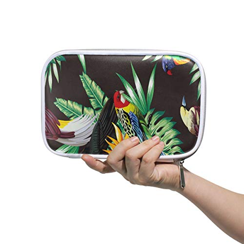 Bolsa de cosméticos de autobús Animales tropicales Aves Loro Guacamayo y tucán en artículos de tocador Bolsa para niñas Estuches Maquillaje Maquillaje multifuncional Estuche de tren para hombres Muje