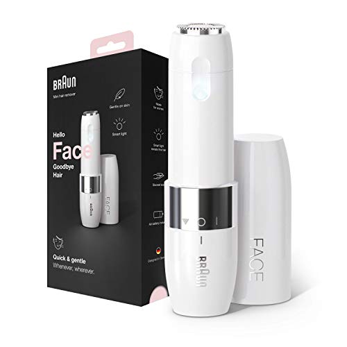 Braun Face Mini Depiladora Facial Para Mujeres FS1000, Eliminador De Vello Facial Y Rasuradora, Acabado Para Labios Superiores, Barbilla Y Mejillas, Fácil De Llevar, Con Luz, Blanca