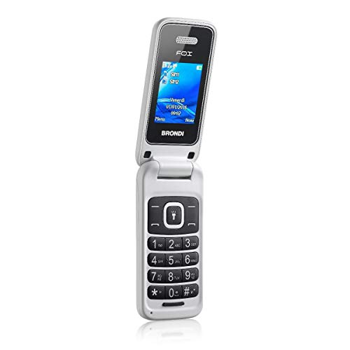 Brondi Fox 1.77" 74g Blanco Característica del teléfono - Teléfono móvil (Flip, SIM Doble, 4,5 cm (1.77"), 1,3 MP, 600 mAh, Blanco)
