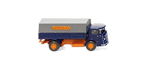 Büssing 4500 Camión plataforma, azul/naranja - modelo miniatura - modello completo - Wiking 1:87 - Modelo DE Coleccionista