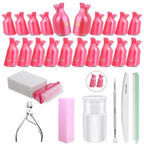 Clips de uñas 22 para uñas de las manos y las uñas de los pies, kit removedor de esmalte de uñas de gel con 400 almohadillas de uñas