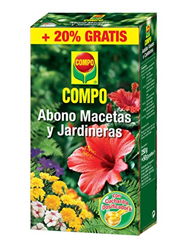 Compo 250g + 50g Gratis Abono para macetas y jardineras, Granulado, Cuchara dosificadora, 300 g, 15.5x10.7x3.4 cm