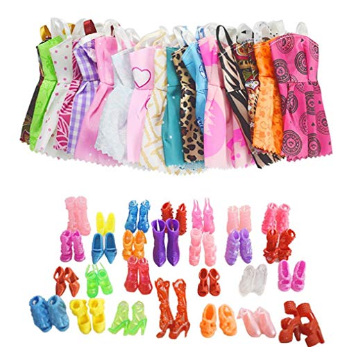 CULER 20 Artículo Accesorios Muñeca 10 Piezas de Ropa de la muñeca de la muñeca al Azar 10 Pares de Zapatos de Fiesta la Manera del Vestido de la Princesa para Barbie Accesorios para muñecas