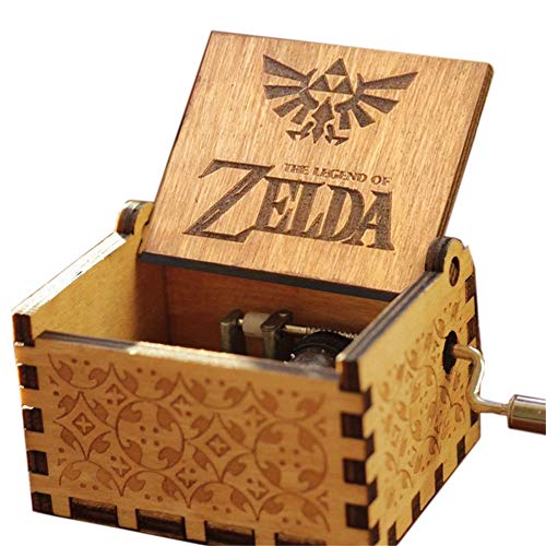 Cuzit Caja de música con diseño de la leyenda de Zelda, de madera, con manivela de mano, juguete