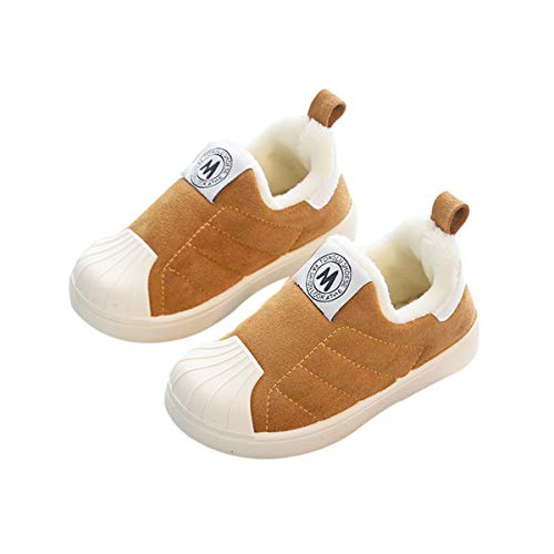 DEBAIJIA Zapatos para Niños 1-6T Bebés Caminata Algodón Niñas Cabeza de Concha Antideslizante PVC Material 20/22 EU Marrón (Tamaño Etiqueta 22)