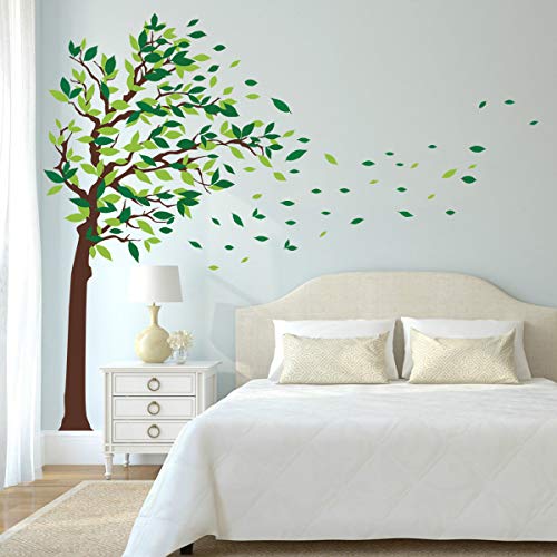 decalmile Pegatinas de Pared Arbol Gigante Verde Vinilos Decorativos Hojas Infantil Salón Dormitorio Decorativos Adhesivos (XL, Verde, Derecho)