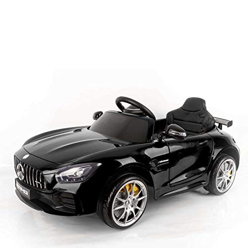 Devessport - Coche eléctrico para niños con Mando de Control Remoto - Mercedes GTR - Coche teledirigido con batería - Ideal para niños de 3 a 8 años (máximo 30 Kg) - Medidas: 102x62x53 cm (Negro)