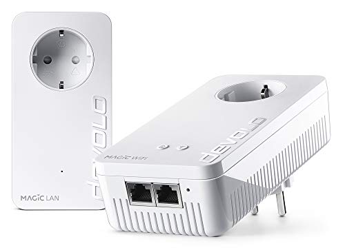 devolo Magic 2 – 2400 WiFi AC Next Starter Kit : Kit de Adaptador Powerline más rápido del Mundo con la Mejor función de Red WiFi AC Ideal para Streaming (2400 Mbit/s, 2 Puertos Gigabit LAN, G.hn)
