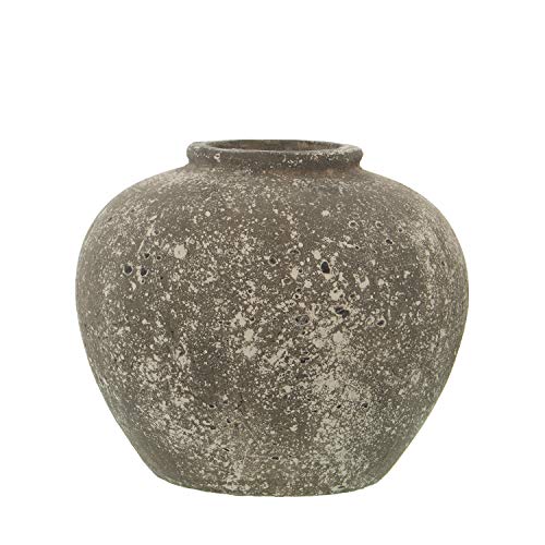 DRW Jarrón de cerámica Terracota con Efecto Piedra 24x21cm
