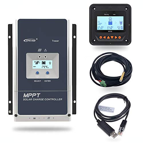 EPEVER MPPT Regulator 60A, Panel Solar Controller 48v / 36v / 24v / 12v Auto Max 150V 3000W Input Negative Ground Solar Regulator apto para batería inundada de gel sellado AGM de plomo-ácido