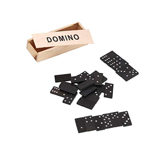 EUROXANTY Dominó de Viaje | Dominó de iniciación | Dominó Juego de Mesa | Estuche de Madera | Resistencia al Rayado | Diseño Color Negro | Set 28 Uds.