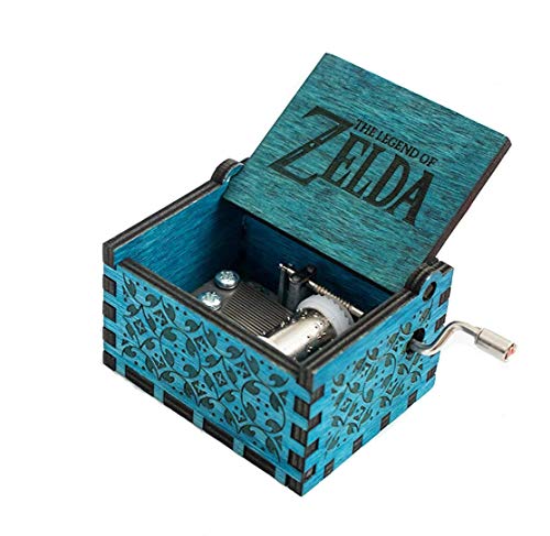 Evelure Caja de música de Madera Tallada a Mano, diseño de la Leyenda de Zelda (Blue)