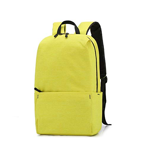 Faus Koco Mochila unisex de poliéster con cremallera, color sólido, azul/negro/gris, para turismo, ocio, transpirable, ligera (color: amarillo)