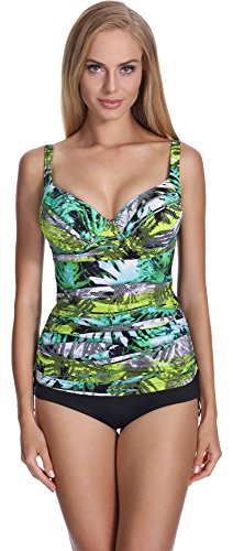 Feba Tankini Conjunto Tops y Bragas Trajes de Baño Bañadores Ropa Verano Mujer 001 (Patrón-421, EU Cup 80D/Bottom 40 (ES 95D/42))