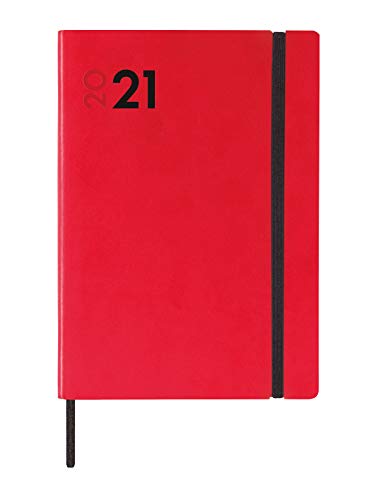 Finocam - Agenda 2021 Semana vista vertical Dynamic Mara Rojo Español, Sobremesa - Y10-140x204 mm