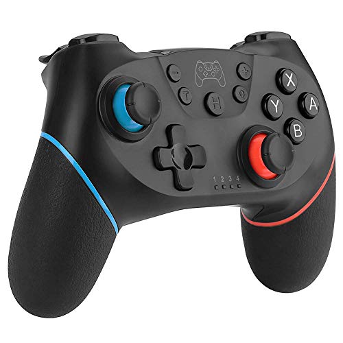 FONCBIEN Mando para Nintendo Switch, Interruptor Inalámbrico Gamepad Bluetooth Joypad Motor Incorporado para Nintendo Switch Pro/Lite Controller Console, Gyro Axis Dual Shock (Black)