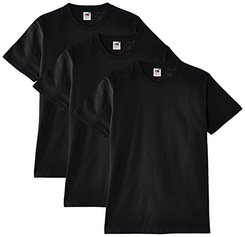 Fruit of the Loom Heavy Cotton Tee Shirt 3 Pack, Camiseta de Manga Corta Para Hombre, Negro (Schwarz), XX-Large