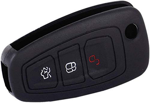 Funda de Control Remoto con Llave abatible de Silicona para Coche YZGS, para Ford Focus MK3 Mondeo Fiesta Kuga ECOSPORT Escape Ranger-Negro