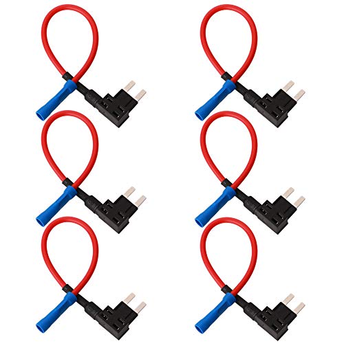 GTIWUNG 6Pcs 32V Add-a-Circuito Portafusibles, Portafusible con Hilo in-line Coche Circuito Cuchilla Estilo Adaptador Cable Fusible, Perfil Bajo Cable Fusible - Miniatura Tamaño