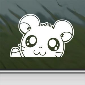 Hamtaro White Sticker Decal Hamster Hamshir White Car Window Wall Macbook Notebook Laptop Sticker Decal by faststicker